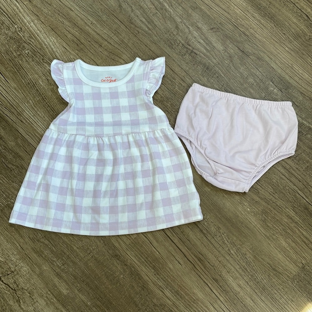 Cat & Jack Baby Girl Purple Gingham Dress 6-9M